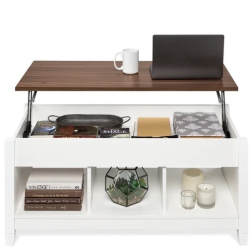 Multifunctional Lift Top Coffee Table w/ Hidden Storage, 3 Cubbies, Appears New, Retail $129.99 - Lot 451