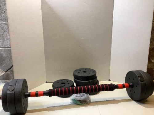 Set of Weights with Bar, Appears New - Lot 416
