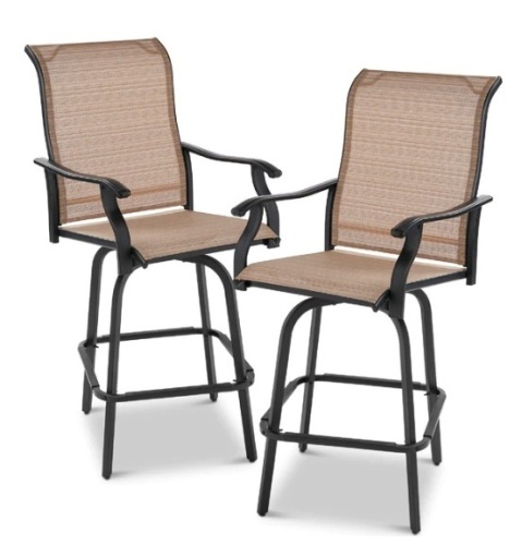 Set of 2 Swivel Barstools w/ 360 Rotation, All-Weather Mesh. Appears New,  Retail $179.99 - Lot 466