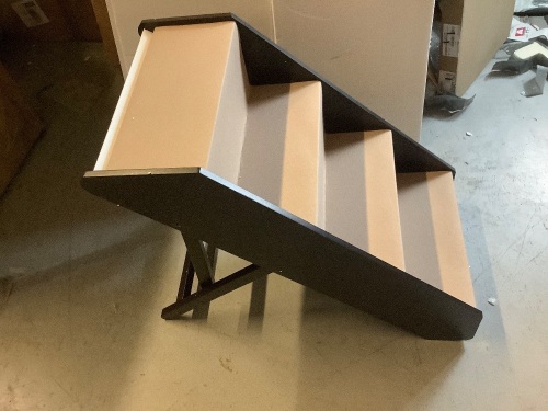 Foldable Adjustable, Non-Slip Wide Wooden Carpeted Pet Step Stairs, Appears New - Lot 666