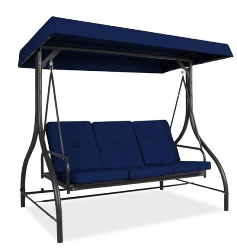 3-Seat Outdoor Canopy Swing Glider Furniture w/ Converting Flatbed Backrest, Appears New - Lot 429