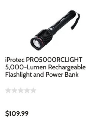 I Protec, Pro 5000RC, Flashlight Only, E-Commerce Return, Powers Up - Lot 36