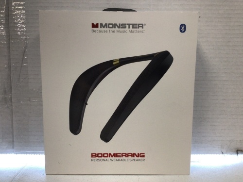 Monster, Boomerang Personal Wearable Speaker with Charging Cord, Appears New, Powers Up - Lot 351