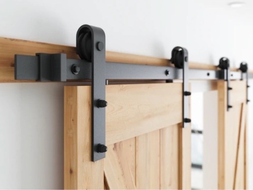 Smart Standard Double Barn Door Hardware Kit, Mary Vary From Stock Photo, Appears New - Lot 492