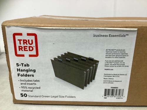 TruRed 5 Tab Hanging Folders, Appears new - Lot 69