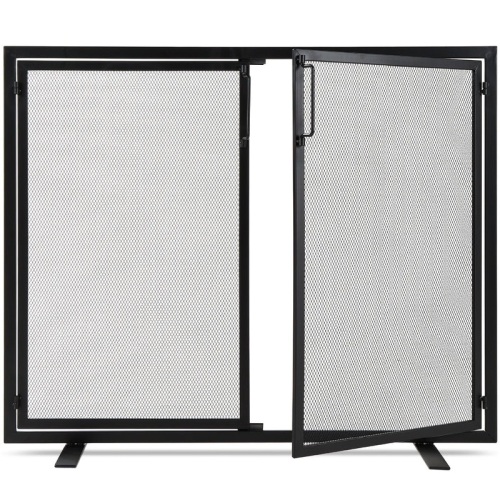 2-Door Wrought Iron Fireplace Screen w/ Magnetic Doors - 38.5x41in - Lot 2142