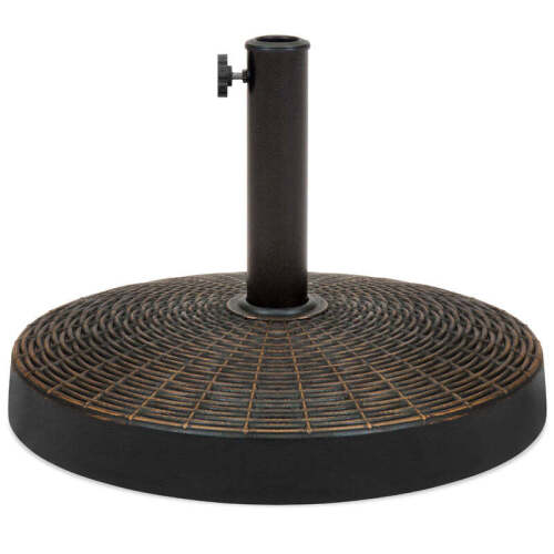 55lb Round Wicker Style Patio Umbrella Stand w/ Blackened Bronze Finish - Lot 2149