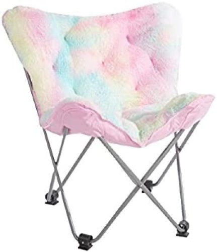 Heritage Kids Faux Fur Butterfly Chair, Rainbow - Lot 2228