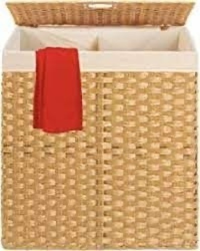 Double Laundry Hamper Basket w/ Easy Assembly, Liner Bag - Lot 1906