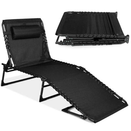Portable Patio Chaise Lounge Chair Outdoor Recliner w/ Pillow - Lot 2308
