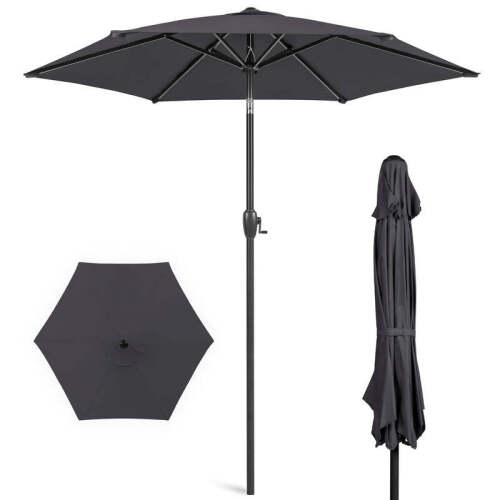 Outdoor Market Patio Umbrella w/ Push Button Tilt, Crank Lift - 7.5ft - Lot 2286