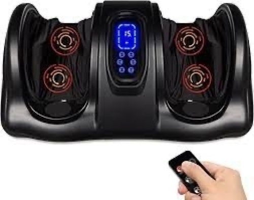 Therapeutic Foot Massager w/ High Intensity Rollers, Remote, 3 Modes - Lot 2396