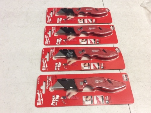 Lot of (4) Milwaukee Fastback Flip Utility Knives - New - Lot 201