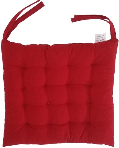 Cottone Chair Pads with Ties, Red, Set of 12 - New - Lot 807