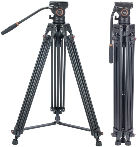 Cayer BV30L 72" Professional Heavy Duty Aluminum Twin Tube Tripod, K3 Fluid Head, Mid-Level Spreader, Max Loading 13.2 LB, DSLR Camcorder - Appears New  - Lot 812