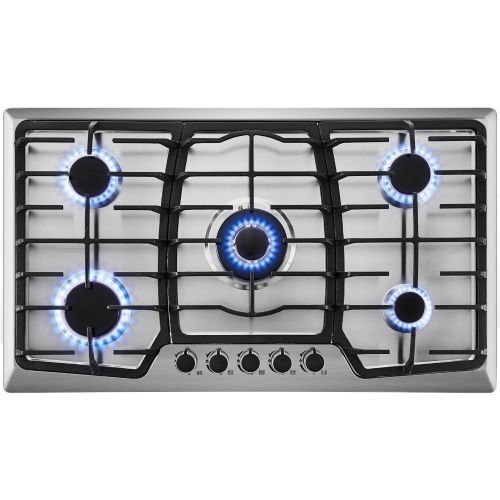 VEVOR 36" x 21" Built in Gas Cooktop 5 Burners Stainless Steel With Liquid Propane Conversion Kit Thermocouple Protection - Appears New  - Lot 361