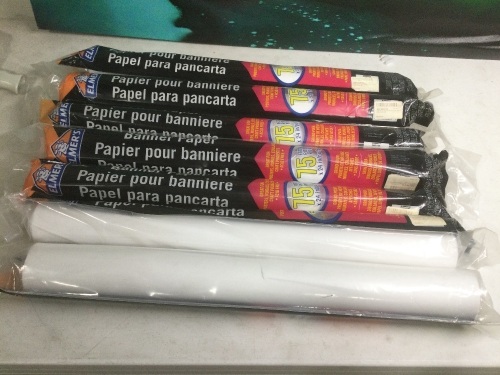 Lot of (7) ELMERS 24" x 25 Yd Banner Paper Rolls, White - New - Lot 401