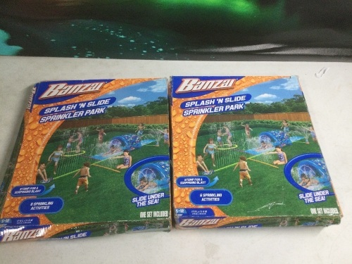 Lot of (2) Banzai Splash 'N Slide Sprinkler Parks - Appear New  - Lot 658