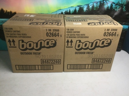 Lot of (2) Bounce Dryer Sheets, 156 Coin Vending Packs Per Case - New  - Lot 324