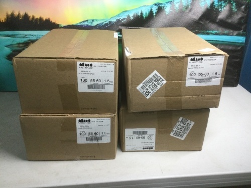 Lot of (4) Plasticplace 55-60 Gallon Black Heavy Duty Trash Bag Rolls 38” x 58”, 100 Count - New  - Lot 757