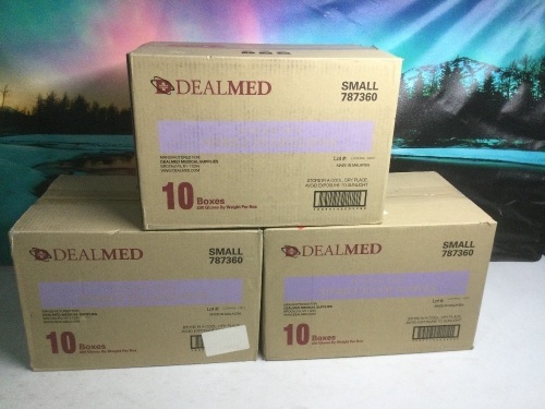 Lot of (3) Dealmed Powder Free Nitrile Exam Gloves, Small, 10 Boxes of 200 - New - Lot 314