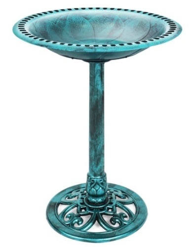 Vintage Outdoor Garden Bird Bath w/ Fleur-de-Lis Accents, Green - Lot 7