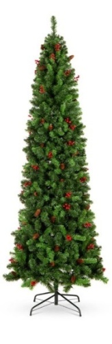 Pre-Decorated Spruce Pencil Christmas Tree w/ Berries, Pine Cones - Lot 15