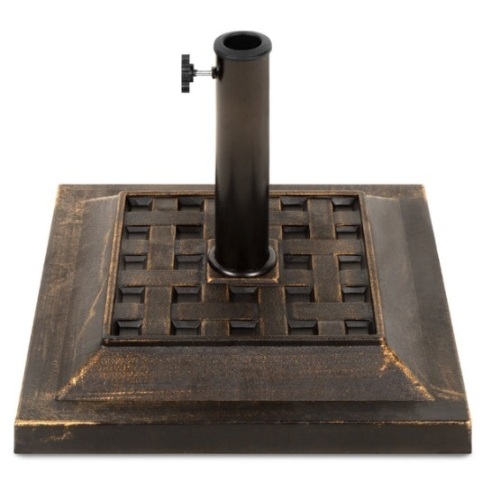 26lb Steel Square Patio Umbrella Base Stand, Basketweave Pattern - Lot 19