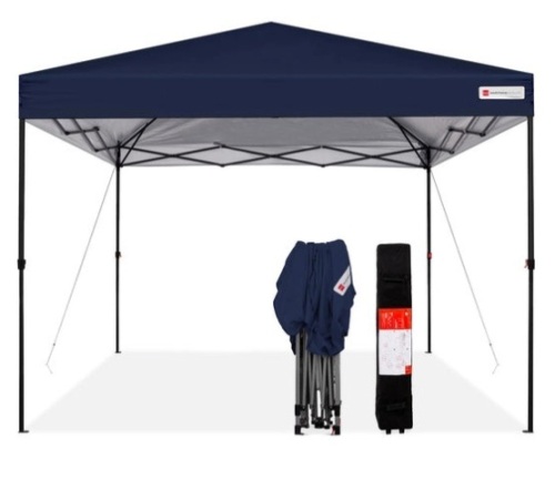 One-Person Setup Instant Pop Up Canopy w/ Wheeled Bag - 10x10ft, Blue - Lot 23