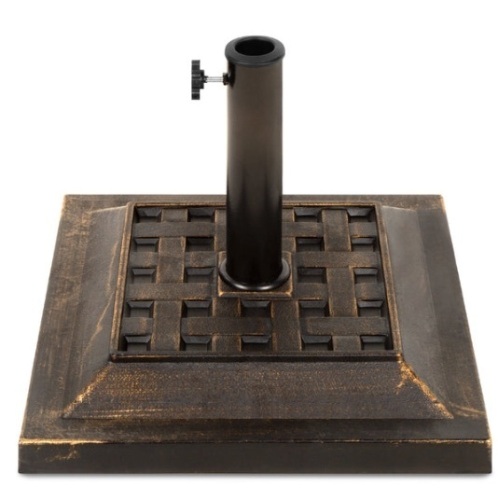 26lb Steel Square Patio Umbrella Base Stand, Basketweave Pattern - Lot 27