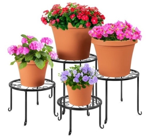 Set of 4 Indoor Outdoor Metal Nesting Plant Stands, Flowerpot Holders - Lot 46