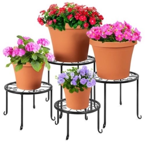 Set of 4 Indoor Outdoor Metal Nesting Plant Stands, Flowerpot Holders - Lot 47