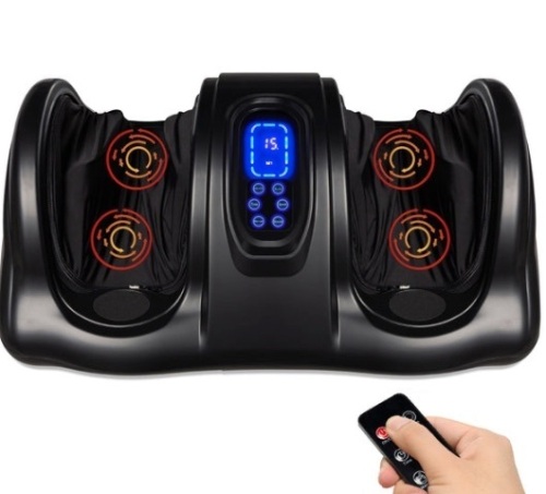 Therapeutic Foot Massager w/ High Intensity Rollers, Remote, 3 Modes, Black - Lot 43