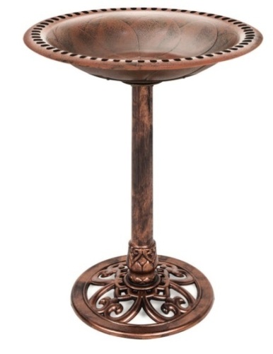 Vintage Outdoor Garden Bird Bath w/ Fleur-de-Lis Accents, Copper - Lot 66