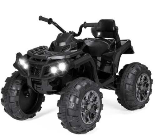 12V Kids Ride-On 4-Wheeler Quad ATV Car w/ 3.7mph Max, Bluetooth, Headlights, Black - Lot 76