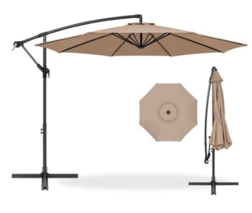 Offset Hanging Patio Umbrella - 10ft, Tan - Lot 98