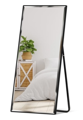 Large Full Length Mirror, Wall Hanging & Leaning Floor Mirror - 65x22in, Black - Lot 107