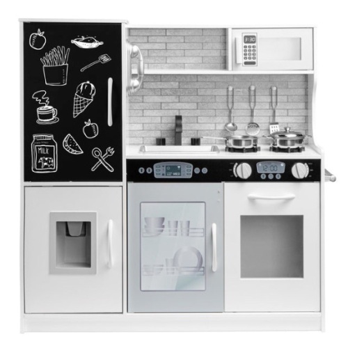 Pretend Play Kitchen Wooden Toy Set for Kids with 11 Accessories, White - Lot 122
