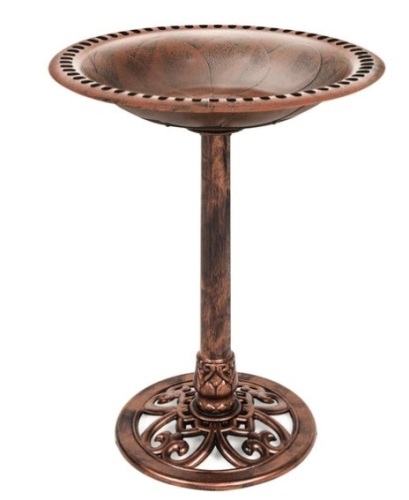 Vintage Outdoor Garden Bird Bath w/ Fleur-de-Lis Accents, Copper - Lot 128
