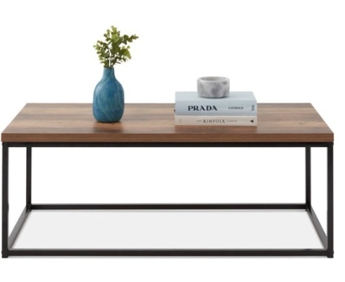 44in Modern Industrial Rectangular Wood Grain Coffee Table w/ Metal Frame, Brown - Lot 132