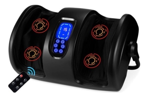 Reflexology Shiatsu Foot Massager w/ High-Intensity Rollers, Remote Control, Satin Black - Lot 158