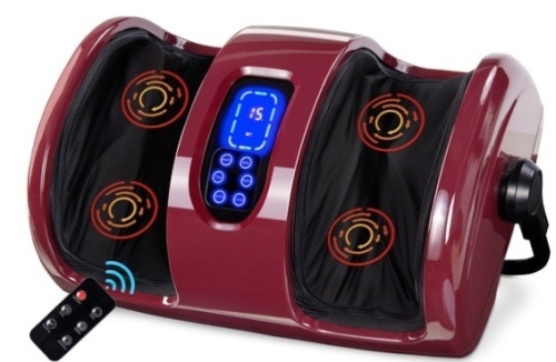 Reflexology Shiatsu Foot Massager w/ High-Intensity Rollers, Remote Control, Burgundy - Lot 173