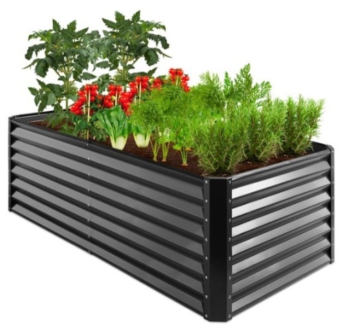Outdoor Metal Raised Garden Bed for Vegetables, Flowers, Herbs - 6x3x2ft, Gray - Lot 177
