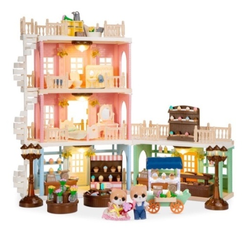 Deluxe Cottage Dollhouse Mansion Pretend Toy Playset w/ Tiny Critters - Lot 180