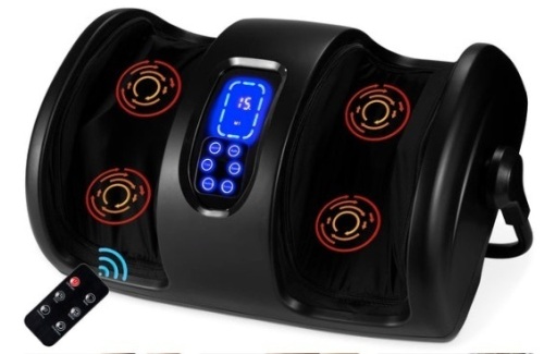 Reflexology Shiatsu Foot Massager w/ High-Intensity Rollers, Remote Control, Satin Black - Lot 181