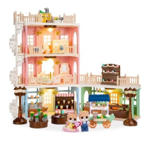 Deluxe Cottage Dollhouse Mansion Pretend Toy Playset w/ Tiny Critters - Lot 188