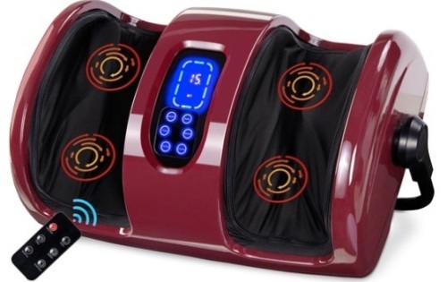 Reflexology Shiatsu Foot Massager w/ High-Intensity Rollers, Remote Control, Burgundy - Lot 206