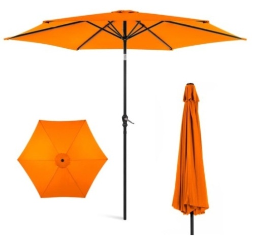 Outdoor Steel Market Patio Umbrella Decoration w/ Tilt, Crank Lift - 10ft, Orange - Lot 215