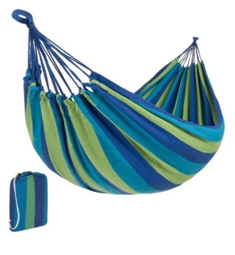 2-Person Brazilian-Style Double Hammock w/ Portable Carrying Bag, Blue - Lot 216