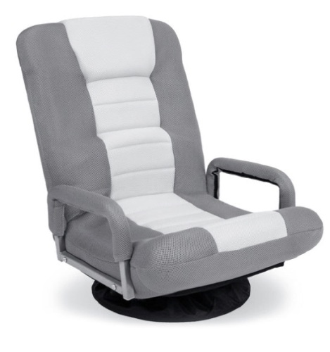 Gaming Floor Chair w/ 360-Degree Swivel, Armrest, Adjustable Backrest, Gray/White - Lot 233